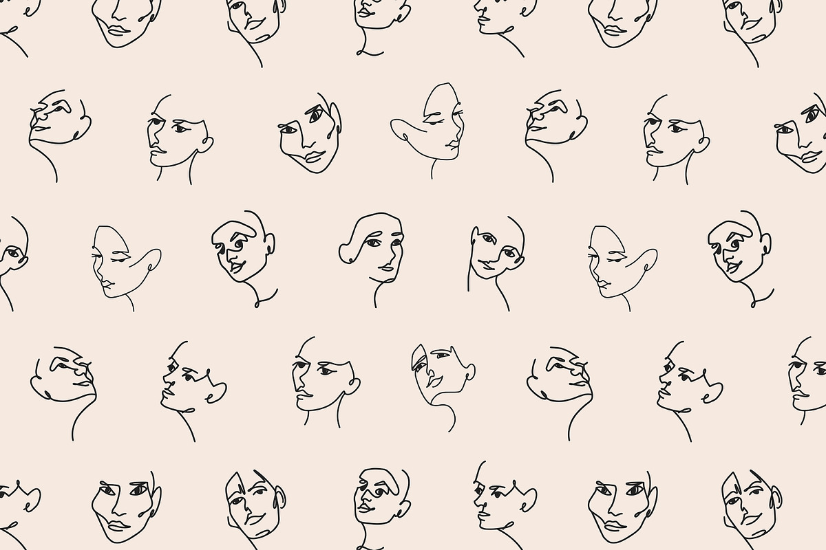 Abstract line faces seamless pattern, a Pattern Graphic by PaperTrident (Photo 4 of 11)