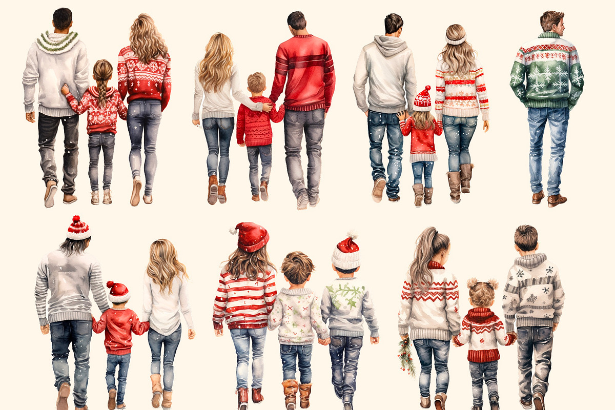 Family in Christmas sweaters clipart, a Person Illustration by Hello My Print (Photo 5 of 9)