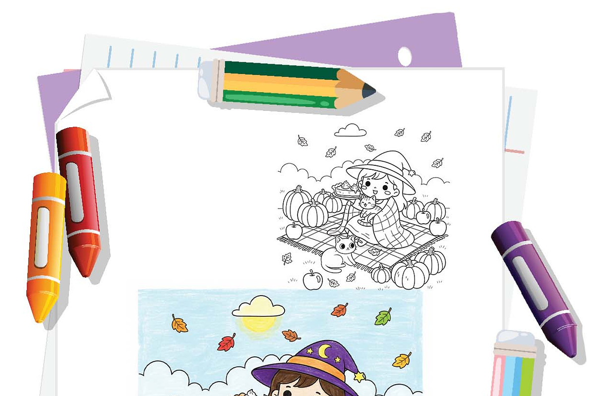 Cat Mom Halloween Coloring Book Page, an Illustration by one-touch (Photo 7 of 8)