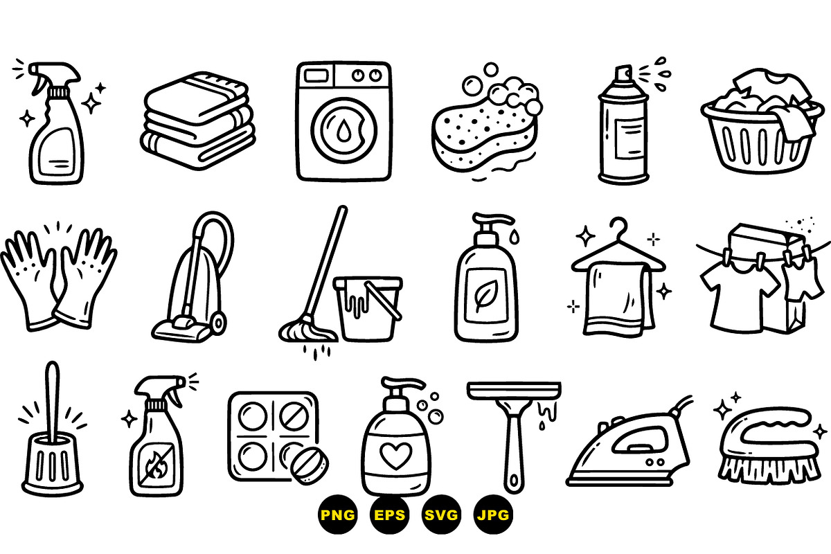 Household Cleaning Tools Set, an Illustration by designvectx (Photo 3 of 3)