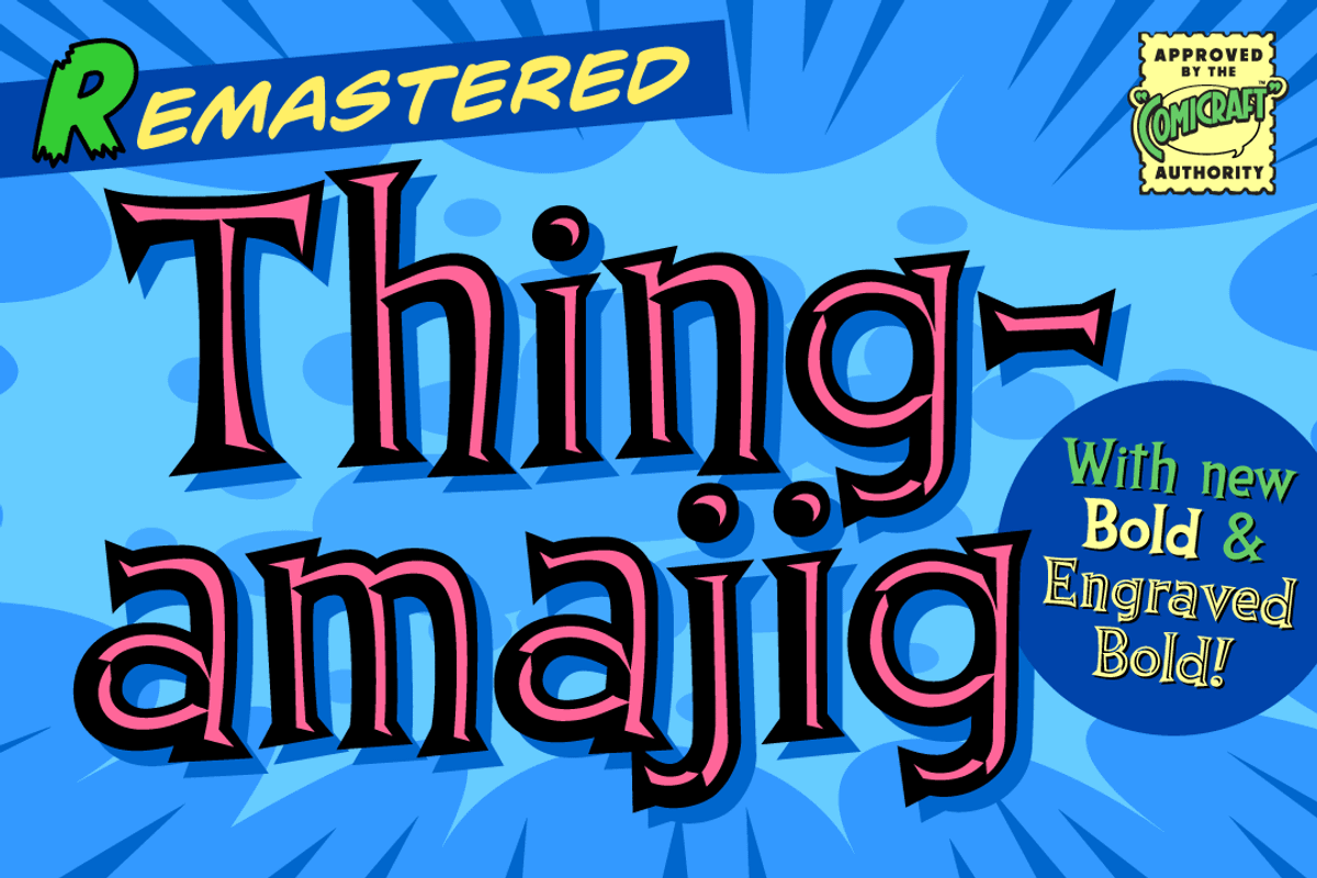 Thingamajig bouncy retro comic font, a Font by Comicraft Fonts (Photo 1 of 3)