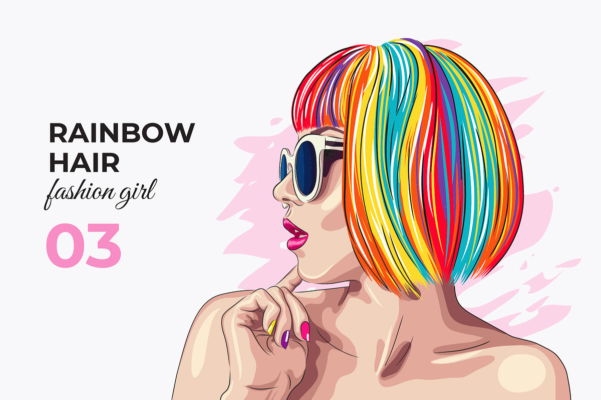 Vector Rainbow Hair Girl, a Person Illustration by Iryna Denysova (Photo 4 of 4)
