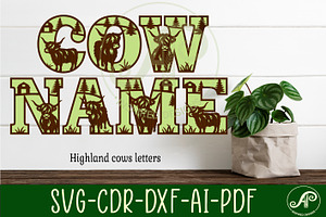 Highland cow alphabet letter set