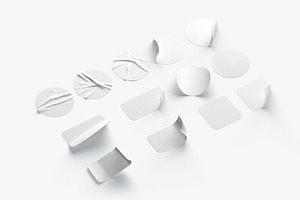 Set Of 13 White Stickers 3D Model