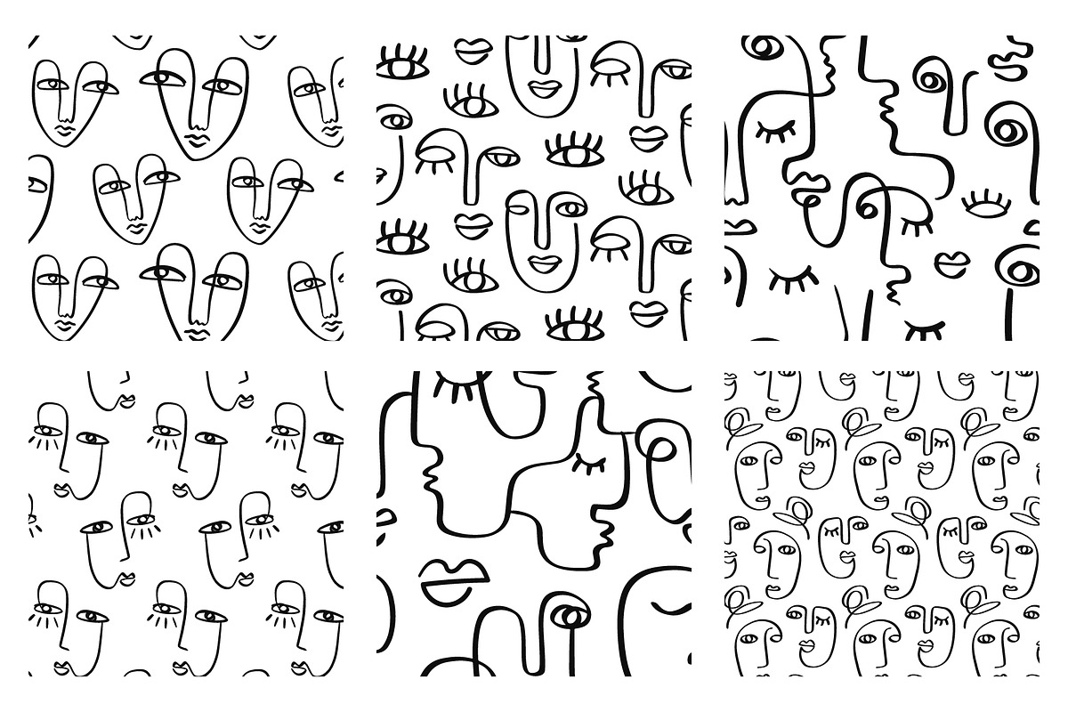 One Line Vector Seamless Patterns, a Pattern Graphic by Katrinelly