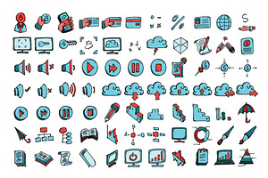 540 Business Doodle Icons Color Set