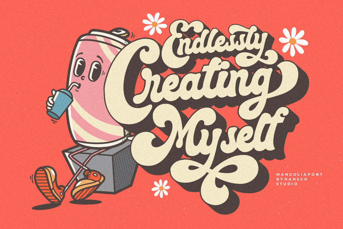 Mangolia - Retro Font Style!, a Script Font by HansCo Studio (Photo 5 of 15)