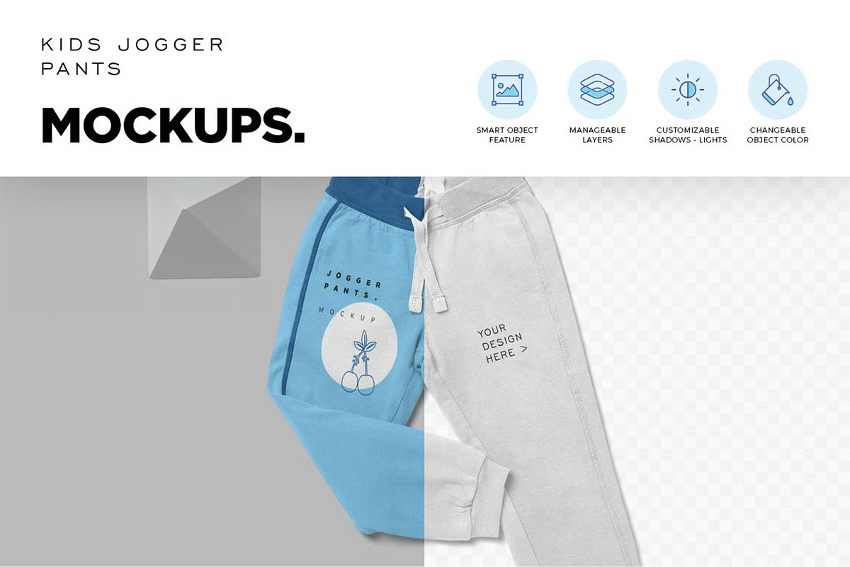 Kids Jogger Pants Mockups, a Bottom Mockup by megostudi0 (Photo 4 of 7)
