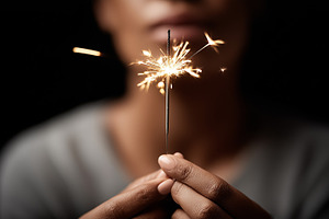Person holding a lit sparkler, a Holiday Photo by MistyDay