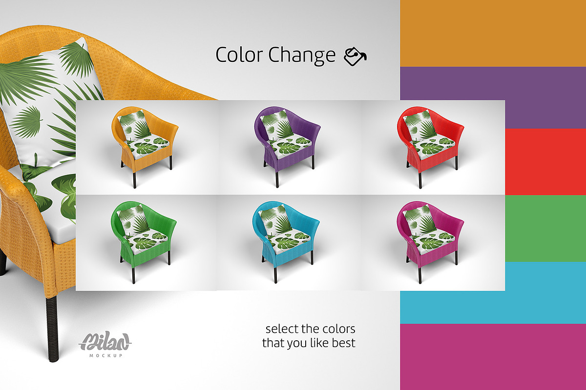 Fabric Armchair Rattan - Mockup, a Hat Mockup by Milan Mockup (Photo 2 of 3)