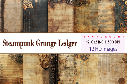 Steampunk Grunge Ledger Texture, a Background Graphic by Printable Treasure