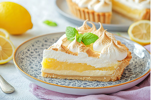 Slice of Lemon Meringue Tart on a, a Food & Drink Photo by Lermont51