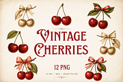 Cherries Vintage Illustration, an Object Graphic by Kate Creative Studio (Thumbnail 1 of 3)