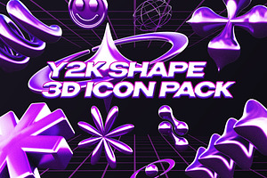 Y2K Abstract Shape 3D Icon Pack