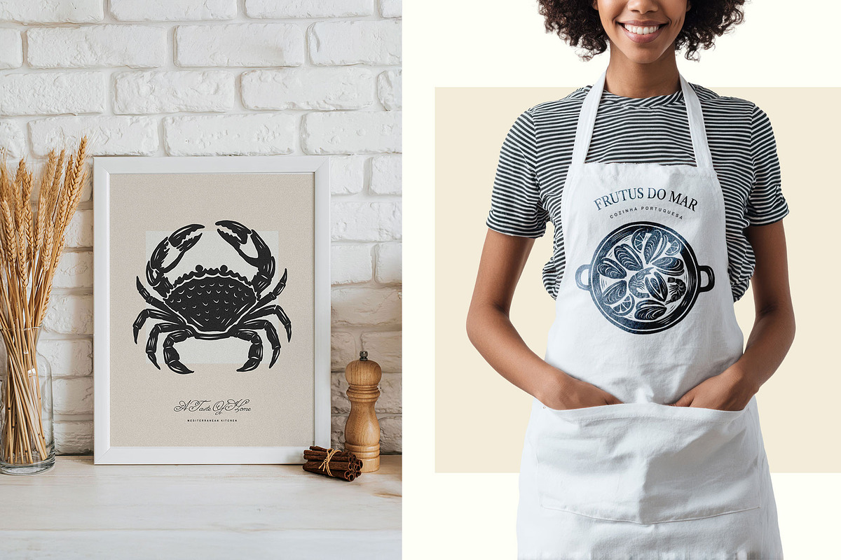 Linocut Kitchen | Poster Builder, an Object Graphic by KetteCreate (Photo 3 of 16)