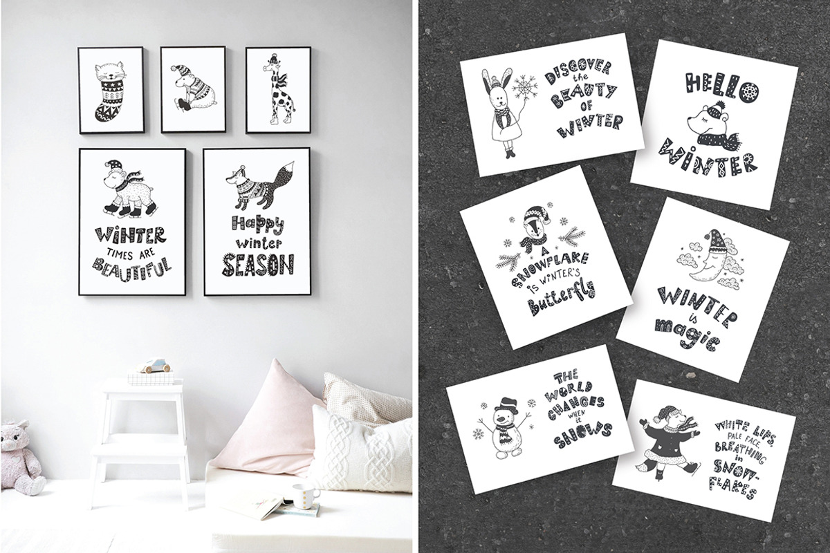 Winter quotes & animals, cards., an Animal Illustration by Designwork (Photo 2 of 23)