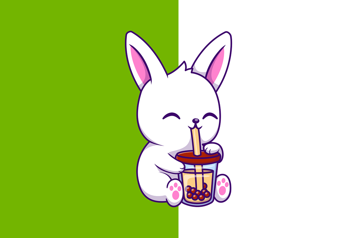Cute Rabbit Drink Boba Milk Tea, an Animal Illustration by Artstorystudio (Photo 2 of 3)