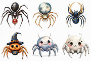 Watercolor Halloween Spider Clipart, an Illustration by Craft Nest (Thumbnail 5 of 6)