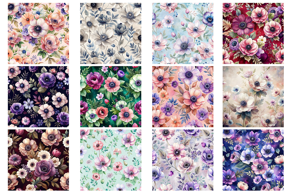 Anemones Seamless Floral Pattern, a Pattern Graphic by Wow Magic (Photo 2 of 2)