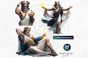Zeus Greek god clipart Set, a Person Illustration by ThatsDesignArt (Thumbnail 4 of 10)