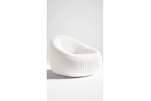 Upholstered Round Chair with Ribbed, an Architecture Photo by Lermont51