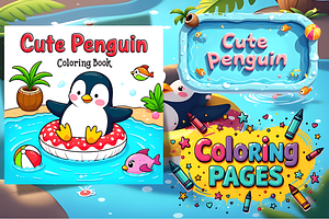 Cute Penguin Coloring Book, an Animal Illustration by Ink Gallery