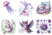 Purple Summer Animals Clipart Bundle, an Illustration by DreamArtGraphic (Thumbnail 3 of 4)