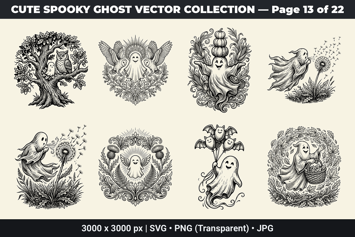 Cute Ghost SVG Bundle Vol - 01, an Object Graphic by XPERTDESIGNER (Photo 3 of 21)