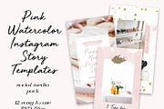 12 Pink Instagram Story Templates, a Social Media Template by The Reverie Collective (Thumbnail 1 of 2)