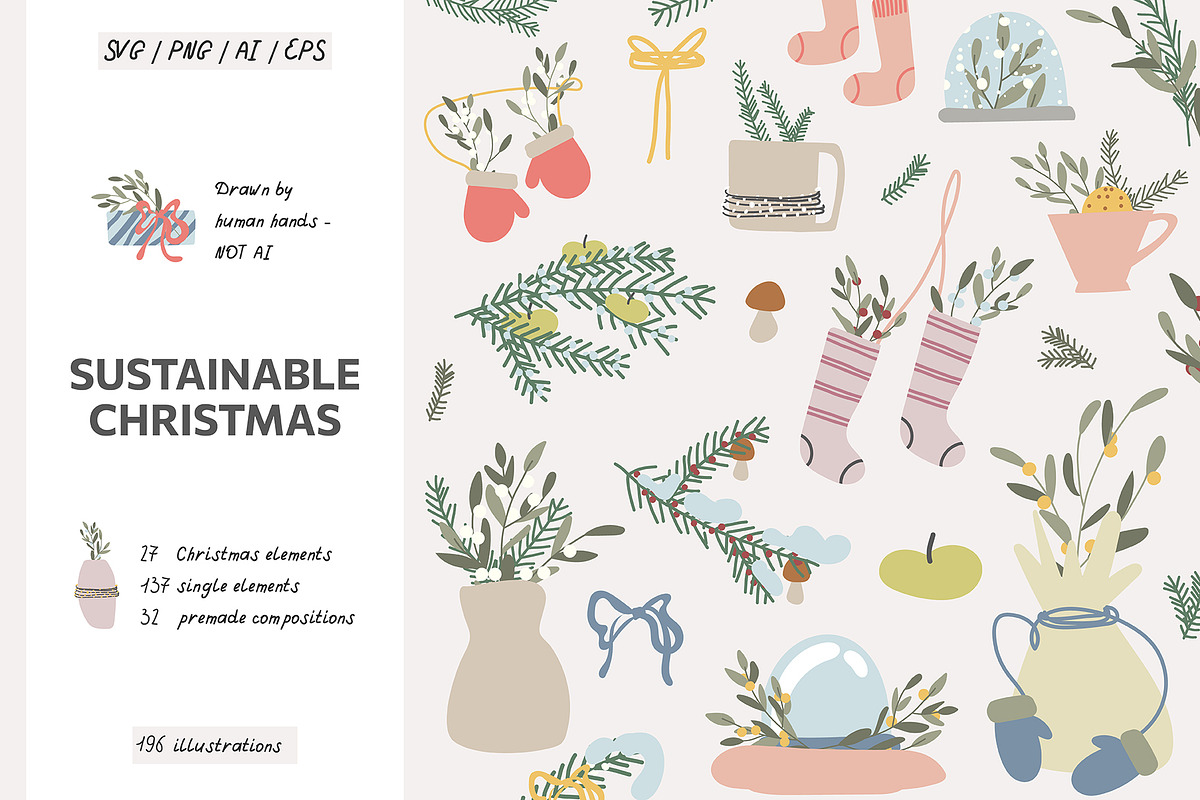 Sustainable Christmas Illustrations, a Seasonal Illustration by JuDesign (Photo 1 of 14)