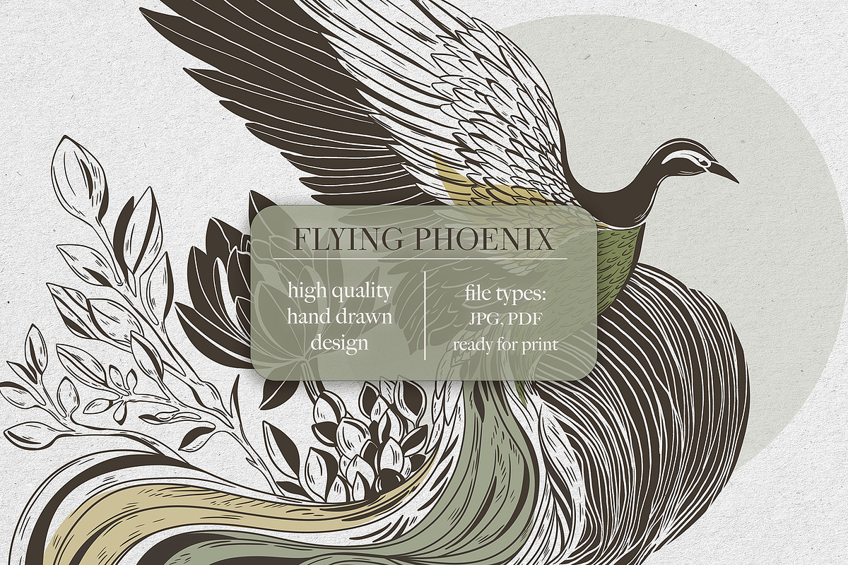 Hand Drawn Digital Wallpaper Phoenix, a Wallpaper Graphic by Nature.Of.Kate (Photo 1 of 11)