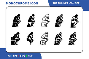 The Thinker Statue Icon Pack, a Solid Icon by Fontmine Studio
