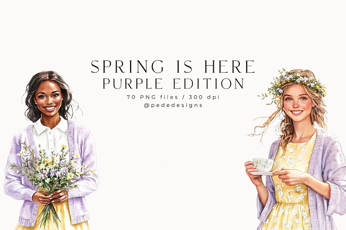 Spring Is Here. Purple Edition., a Seasonal Illustration by PeDe Designs (Photo 6 of 14)
