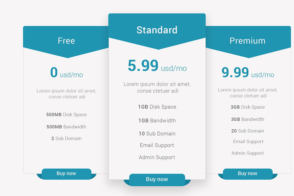 Pricing Table, an UI Kit Template by ARP Creation (Photo 2 of 4)