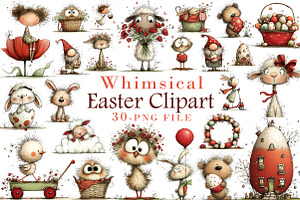 Whimsical Easter Clipart Bundle PNG, an Illustration by Libby Wishes