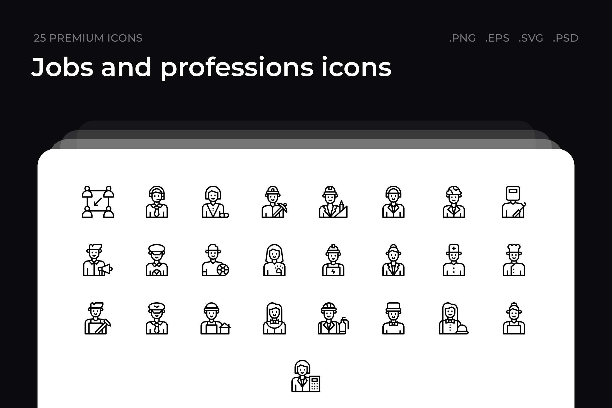 Jobs and professions icons, an Outline Icon by Wencory