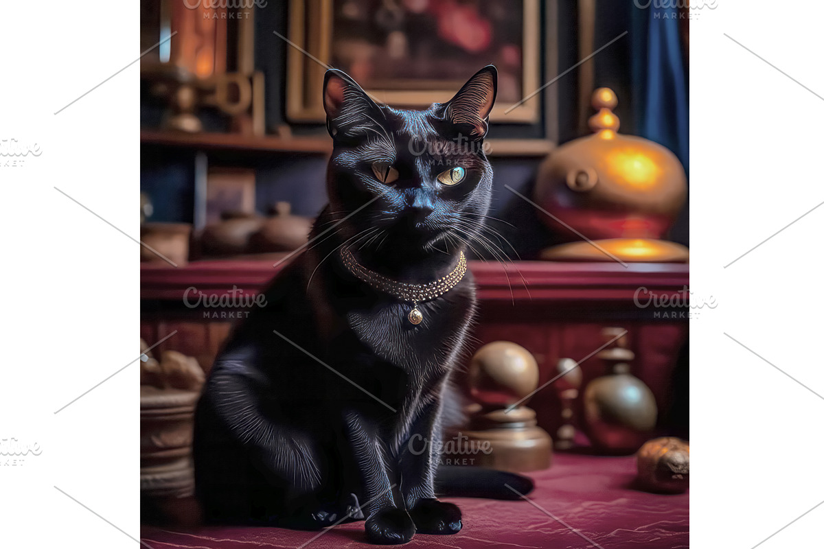 A magical black cat tells fortunes, a Person Illustration by TatsianaSalauyova