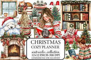 Cozy Christmas Planner Clipart, an Illustration by Libby Wishes