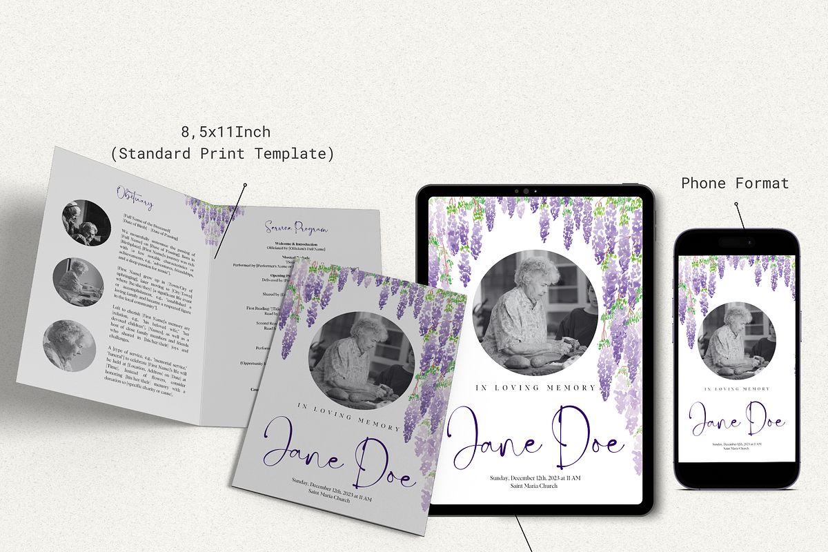 Funeral Program Template Set I Canva, an Invitation Template by The Social Stuff (Photo 4 of 9)