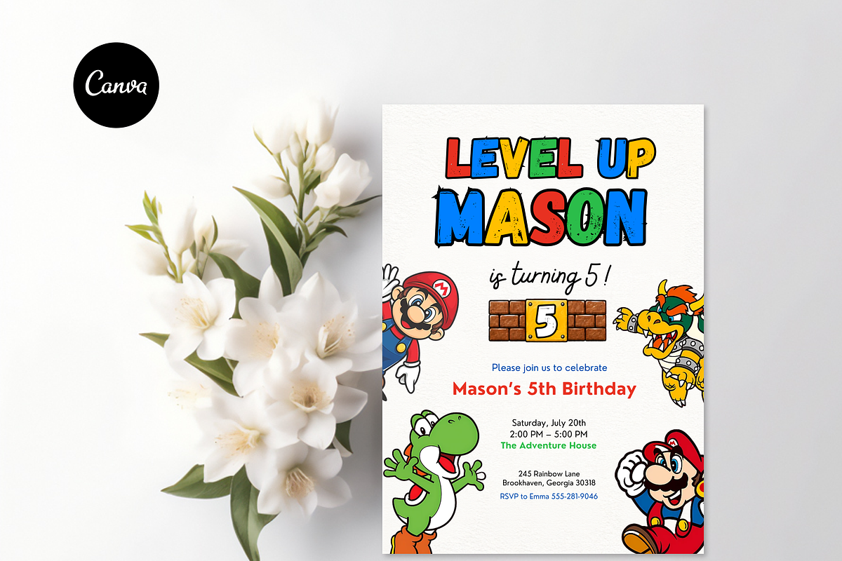 Super Mario Birthday Invitation, an Invitation Template by heynomi (Photo 20 of 20)