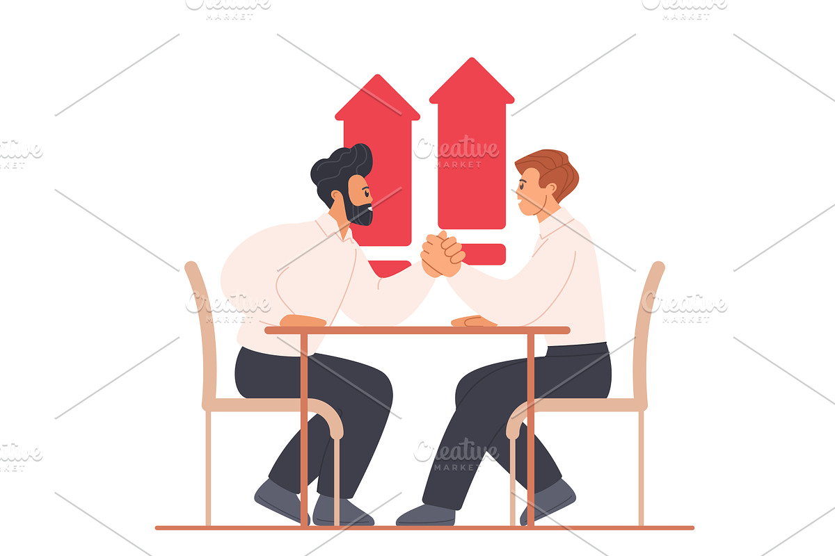Business competition arm wrestling, a Person Illustration by Lemberg Vector