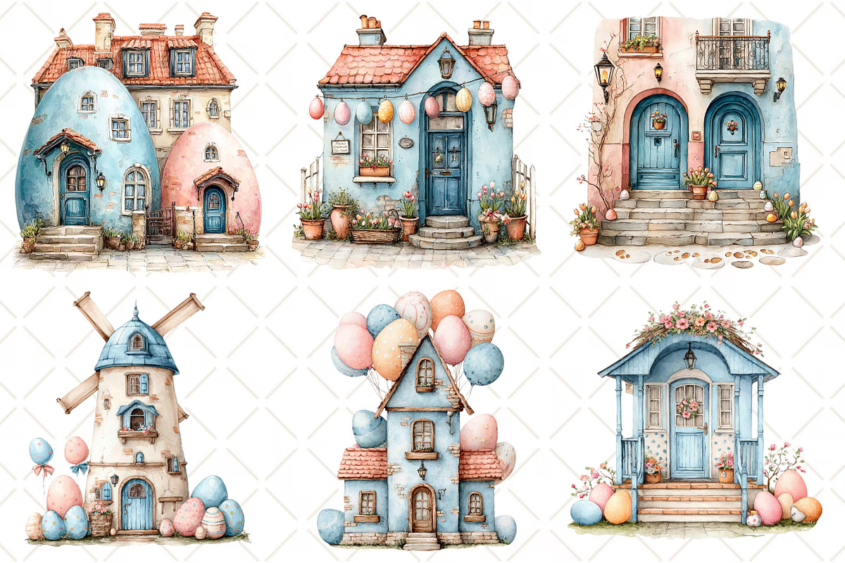Whimsical Easter House Clipart, an Illustration by Black Bird Studio (Photo 5 of 6)