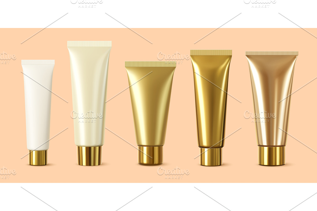 3d cosmetics golden tubes, a Healthcare Illustration by Buch&Bee