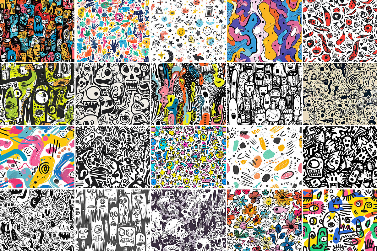 500+ Doodle Patterns bundle file, a Pattern Graphic by PremiumMockup
