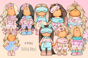 Set Illustrations Dolls Clip Art