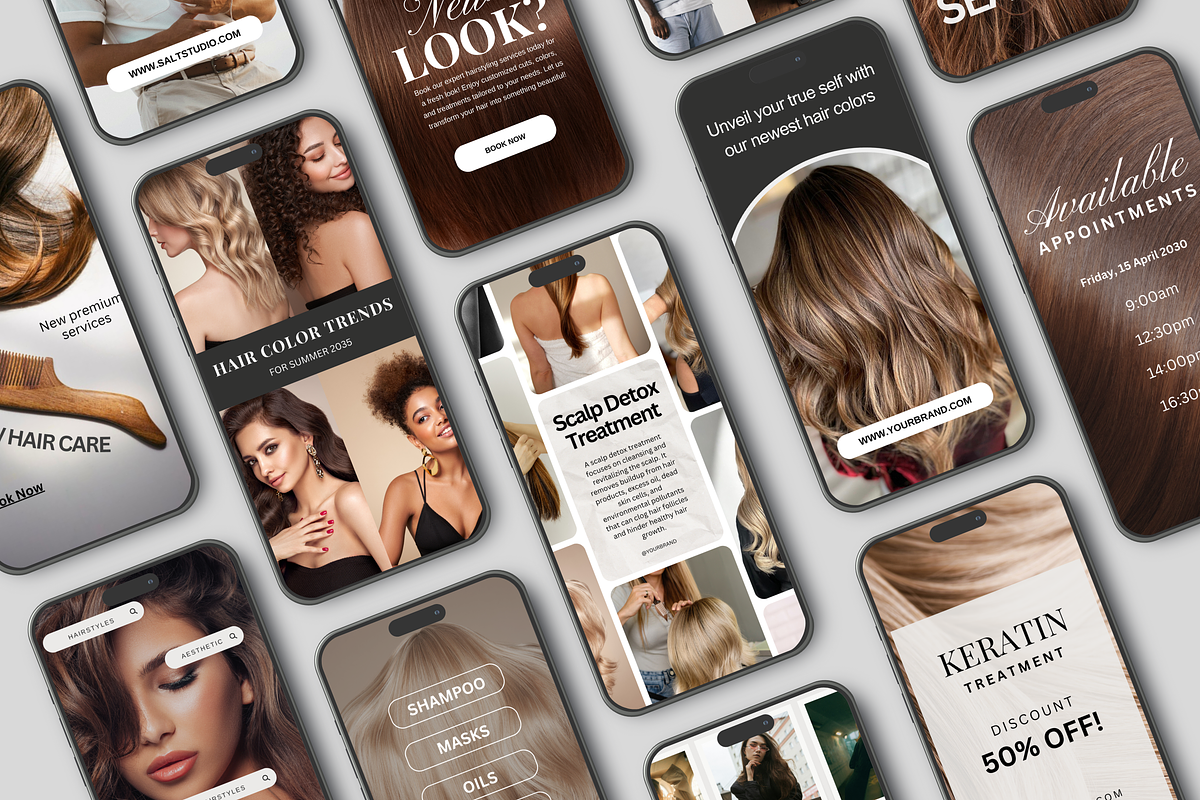 120 Hairstylist Instagram Templates, a Social Media Template by TheBohoFactory (Photo 2 of 10)