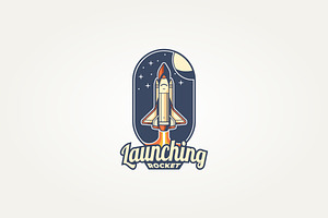 Rocket Launch Vintage Badge Logo