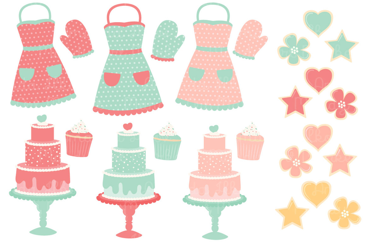 Mint & Coral Baking Clipart, an Illustration by Amanda Ilkov (Photo 2 of 4)