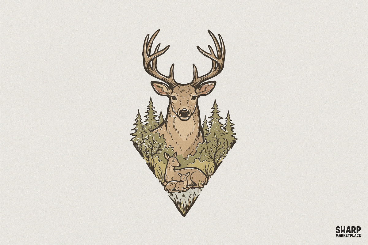 Deer PNG, Woodland Animal Design, an Illustration by SharpMarketplace (Photo 1 of 4)