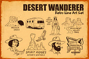 Desert Wanderer: Retro Line Art Set, a Decorative Illustration by Bromz Studio (Thumbnail 1 of 3)
